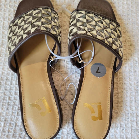 Brown and Cream Women's Slide Sandals - Picture 5 of 12